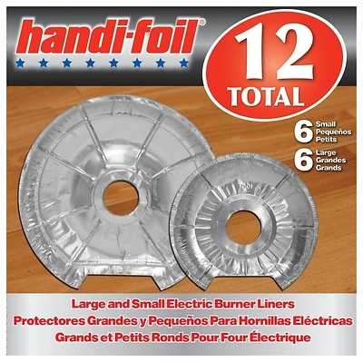 Handi-Foil 82042tl-6 Round Aluminum Electric Burner Liners, 6-3/16 In & 8 In Set