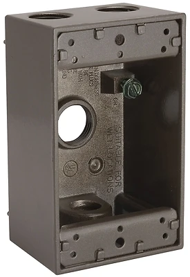 1 Gang Weatherproof Aluminum Box With Four 1/2 In. Outlets, 18.3 Cu-in Capacity