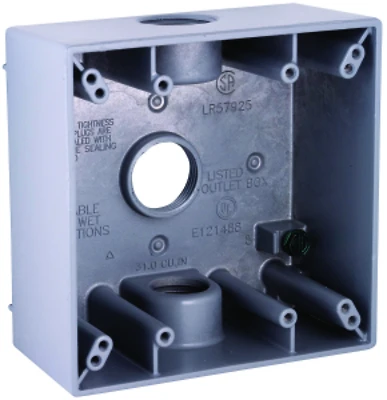 2-gang Weatherproof Aluminum Outlet Box With Three 3/4 In. Outlets And 32 Cu In Capacity