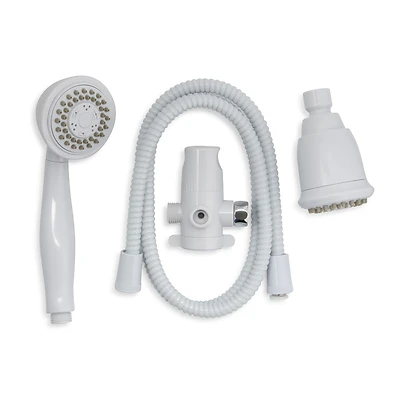 Stylewise White Plastic 3-function Showerhead Combo With 60 Inch Hose, 1.8 Gpm