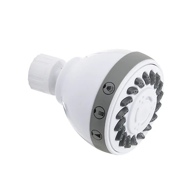 Stylewise White Plastic Showerhead With 3 Settings And 1.8 Gallons Per Minute Flow Rate