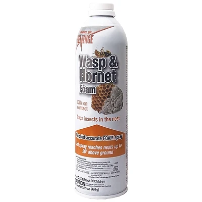 Revenge Wasp & Hornet Killer Foam, Kills on Contact Indoors/Outdoors, Reaches High Nests, 15 oz. Ready-to-Use Aerosol Spray