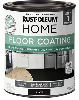 HOME Floor Coating Base Coat, Step 1, Black, Qt.