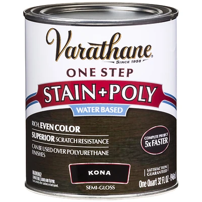 Stain & Polyurethane, Water-Based, Kona, 1-Qt.