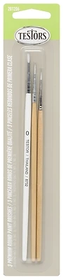 Testors 281206 Premium Craft & Hobby Paint Brush Kit, Wood Handle, 3-Pk.