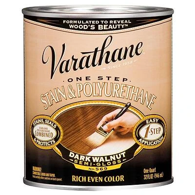 Dark Walnut Wood Stain & Polyurethane, Qt.