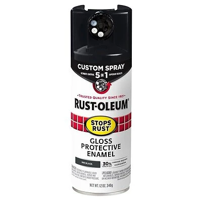 Stops Rust Custom Spray 5-in-1 Spray Paint, Gloss Ink Black, 12 oz.
