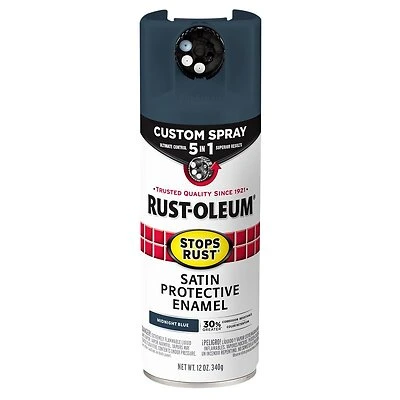 Stops Rust Custom Spray 5-in-1 Spray Paint, Satin Midnight Blue, 12 oz.