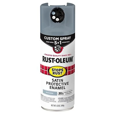 Rust-Oleum 383423 Stops Rust Custom Spray 5-in-1 Spray Paint, Satin Blue Haven, 12 oz