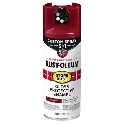 Rust-Oleum 376901 Stops Rust Custom Spray 5-in-1, Gloss Burgundy, 12 oz.