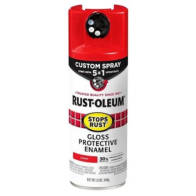 Rust-Oleum 376889 Stops Rust Custom Spray 5-In-1 Paint, Gloss Cherry, 12 Oz.