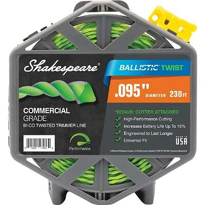Ballistic Twist 0.095" X 230' Trimmer Line With Cutter For Heavy-duty Use