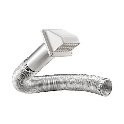 Lambro 1375W-R Dryer Exhaust Wall Hood Vent Kit, White, 4 In. x 8 Ft.