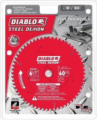 Steel Demon Circular Saw Blade, Cuts Very Thin Metal, 60-Tooth x 6-1/2-In.