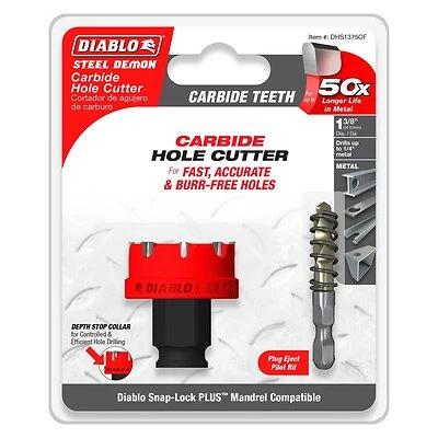 1-3/8 Inch Steel Demon Carbide Teeth Hole Cutter - Model Dhs1375cf