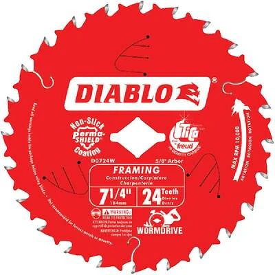 7-1/4 In. 24-tooth Framing Worm Drive Circular Saw Blade