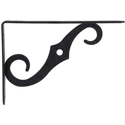 The Hillman Group 8" x 5-1/2" Ornamental Shelf Bracket, Antique Black, 1pk