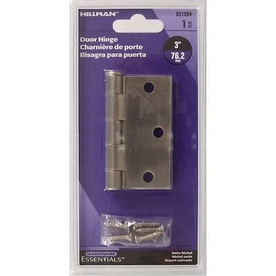 3" Satin Nickel Square Cupboard Hinge - Full Metal Construction