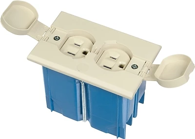 1-gang 21 Cubic Inch Adjustable Floor Box With Duplex Outlet - Ivory