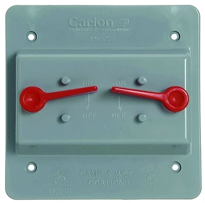 Double Toggle Switch Box Cover, PVC, 2 Gang