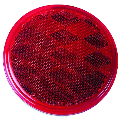Rv-659c Red Safety Reflector, 3 In Diameter, Adhesive Mounting, 1 Pk