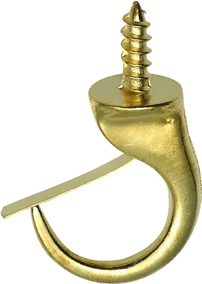 1-1/4 In. Brass-plated Steel Safety Mug Hooks (2-pack) 20 Lb Capacity