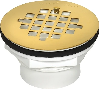 2 Inch Pvc Shower Drain With Polished Brass Cover For Preformed Bases