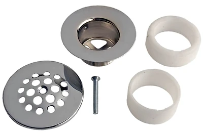 Chrome Tub Drain Strainer Kit With Adapters For Most Tub Drains