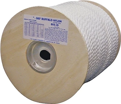 1/2 Inch X 600 Feet Twisted Nylon Rope - High Strength, Abrasion Resistant