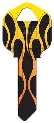 Hy-Ko 16010KW1-18 Flames Key Blank, Brass, Kwikset KW1
