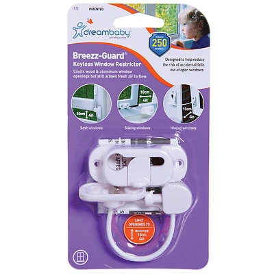 Dreambaby Breezz-Guard L928 Keyless Window Restrictor, Plastic, White
