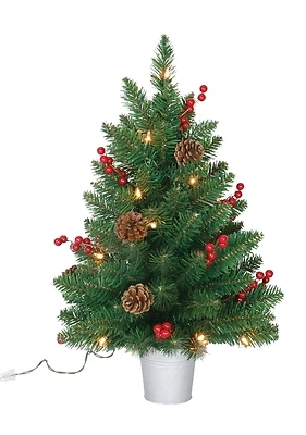 49724 Pre-lit Christmas Tree, 24 Inches, 100% Pvc, Green With Tungsten Bulbs