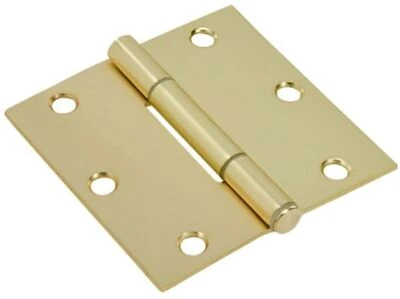 854337 3.5 in. Squeak-Proof Square Corner Door Hinge, Satin Brass - Pack of 3