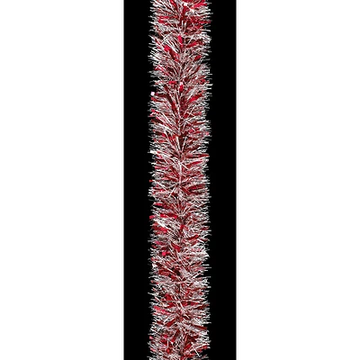 Holiday Trims Red/silver/snow Deluxe Deco Garland 4 In. Dia. X 10 Ft L