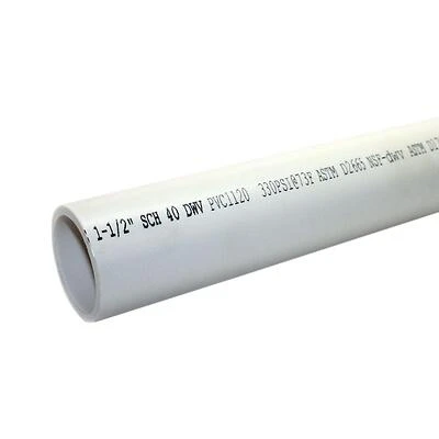 1-1/2 Inch X 10 Feet Schedule 40 Pvc Dwv Plain End Pipe - 330 Psi