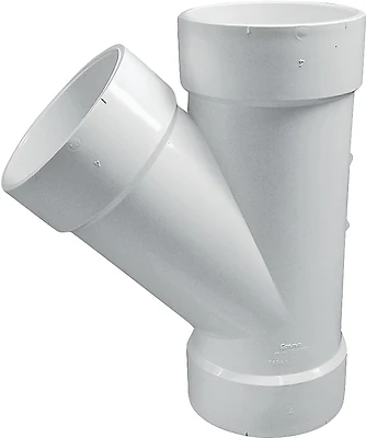 4 Inch Dwv Pvc Wye Fitting, Schedule 40, Hub Connection, Model 192304l