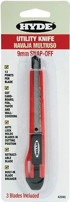 Hyde 42045 Utility Knife, 9mm Snap-Off Blade, Blue Handle