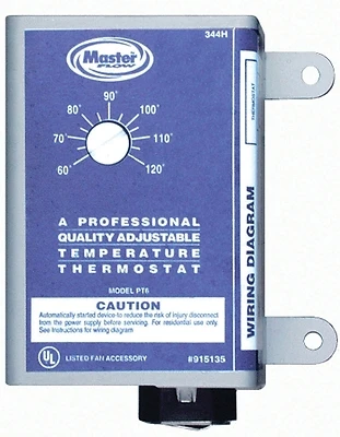 Manually Adjustable Thermostat For Power Vent - Model Pt6 By Master Flow