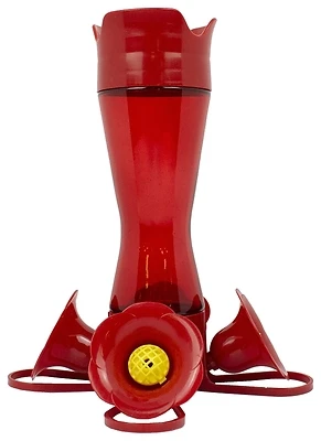 Pinch-waist Red Glass Hummingbird Feeder, 4-port, 8.38 In Height