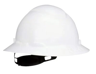3M SecureFit CHH-FB-R-W6-SL Full Brim Hard Hat, 4-Point Ratchet, White, 6-1/4-8