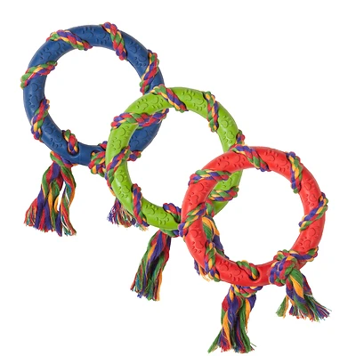 Gladiator Large Blue/red Ring Nylon Dog Toy Wb11458 For Tugging And Fetching