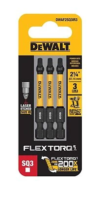 FlexTorq #3 Square Driver Bits, 2-1/4 In., 3-Pk.