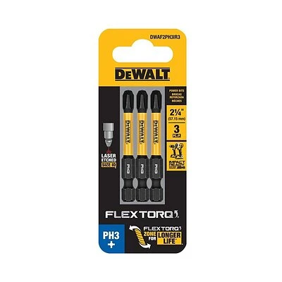 PH3 FlexTorq Phillips Bits, 2-1/4 In., 3-Pk.