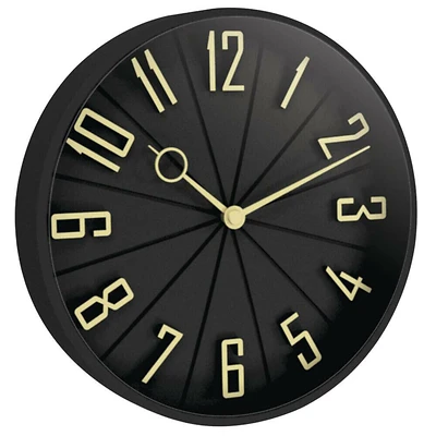 Westclox 32256 Analog Wall Clock, Black Glass/Plastic, 12 In.