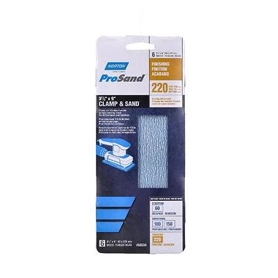 Norton ProSand 7660768534 Sanding Sheets, 220 Grit, 9 x 3-2/3 In., 6-Pack