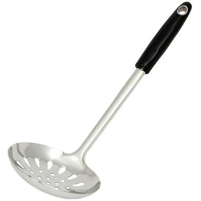 Chef Craft 4-3/4 In. W X 13-3/4 In. L Black/silver Stainless Steel Skimmer 1 Pk