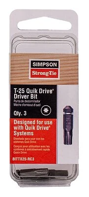 Simpson Strong-tie Bittx25-rc3 T-25 6-lobe Quik Drive Bit - 3 Pack