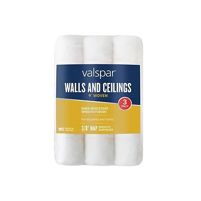 3-pack 9 In Polyester Paint Roller Cover, 3/8 In Nap, Shedless, Model 888553900