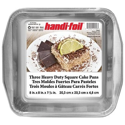 3-count Heavy Duty Square Cake Pans, Model 24308tl-14