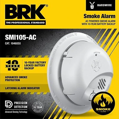 Hardwired Smoke Alarm, 10-Year Battery Backup